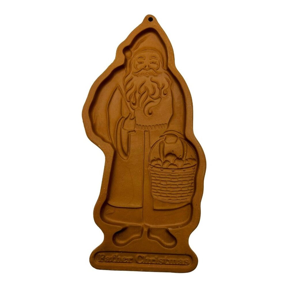 Longaberger 1990 Father Christmas‎ Cookie Mold Terra Cotta Pottery 9 inch